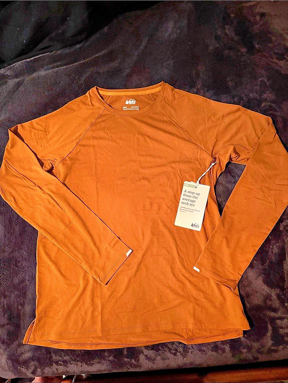 REI Co-op Swiftland Long-Sleeve Running T-Shirt Brown Small